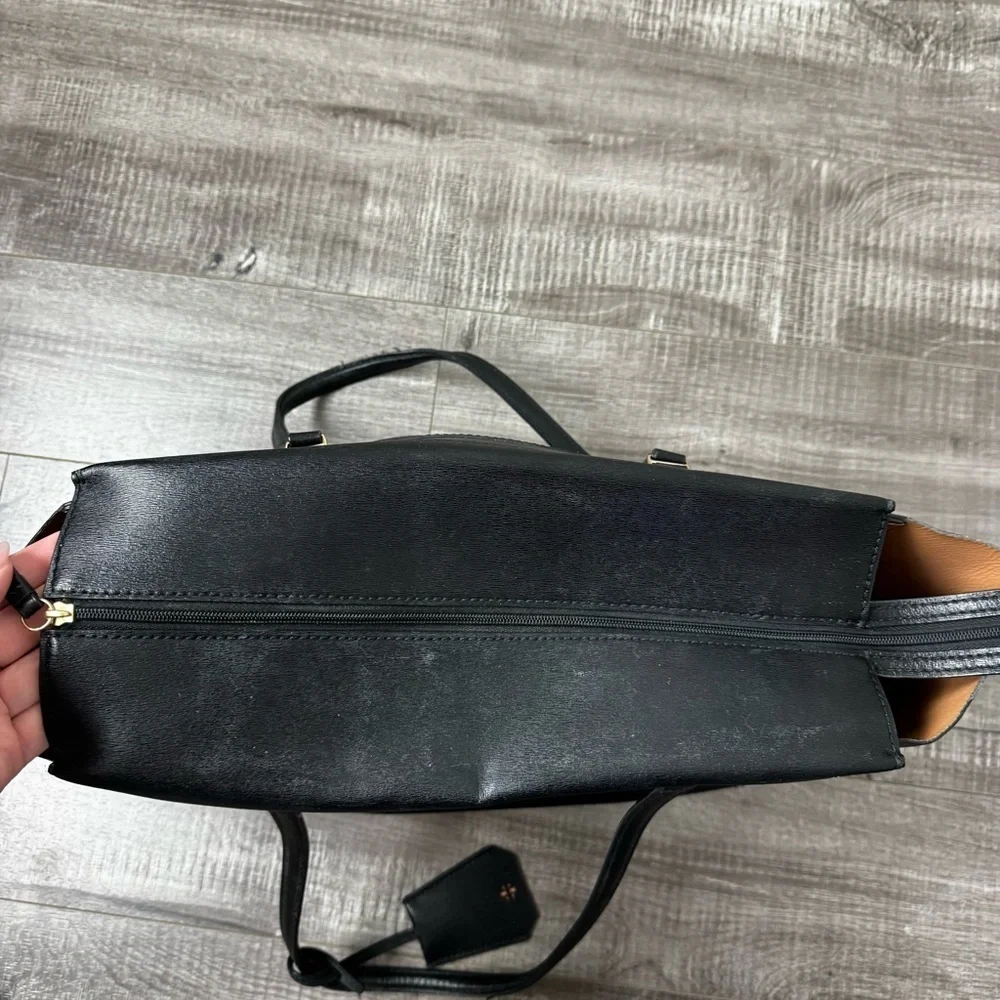 Tory Burch Parker Tote Black Saffiano Leather Structured